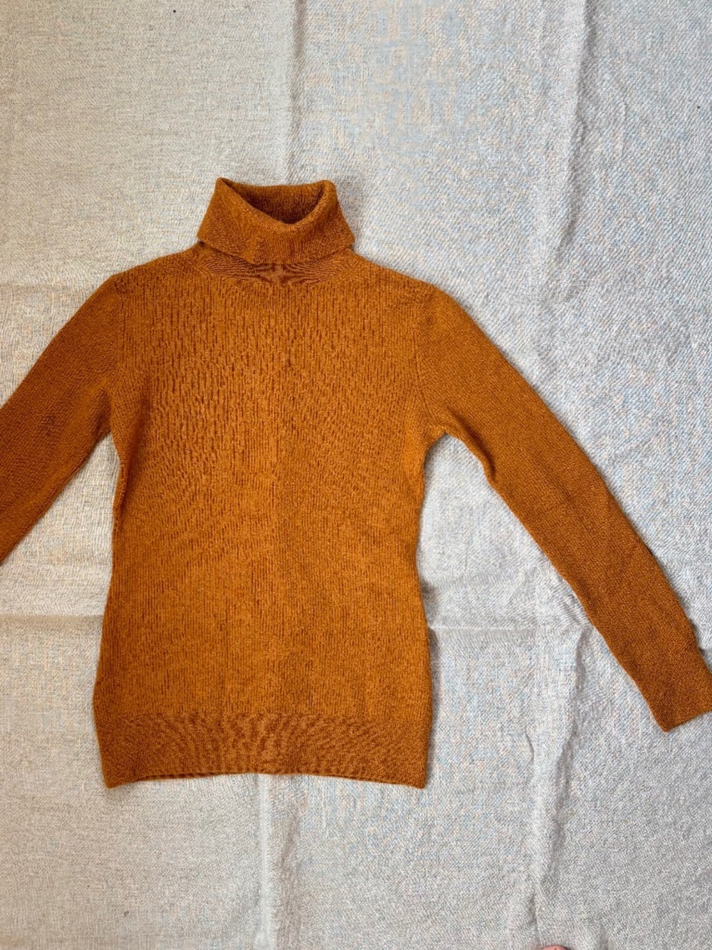 Merino wool orange turtleneck sweater by TOAST, UK. Size XS or Girl 10-14